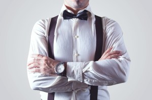 Man wearing suspenders
